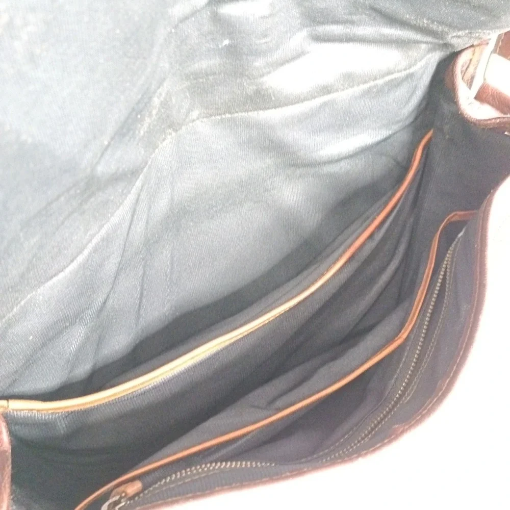 Unbranded Brown Leather Messenger Bag Crossbody Satchel 14x11 s10